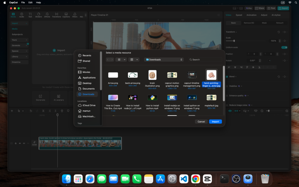 import files on capcut