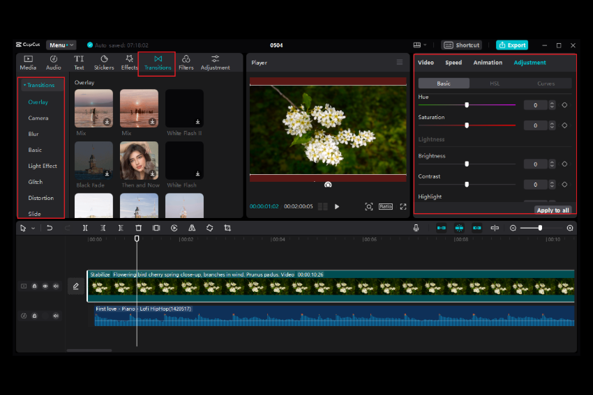 Capcut PC timeline overlay
