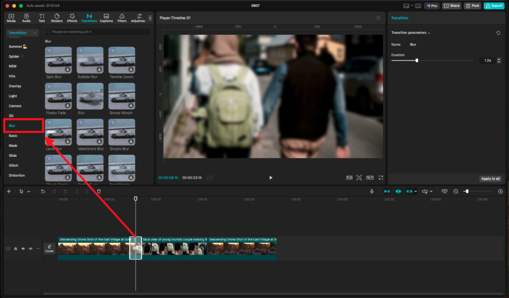 capcut blur transitions