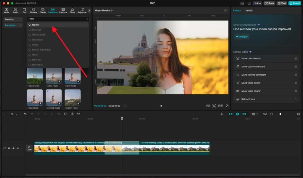 fade transitions
