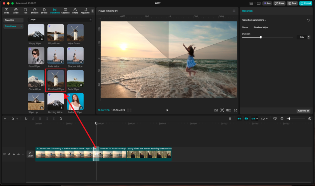 capcut wipe transitions
